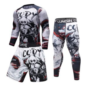 Men Long Sleeves Shirts Tracksuit Jiu Jitsu T-shirt+Pants Fitness Boxing Jerseys Set BJJ Muay Thai MMA Gym Rash Guard Sportsuit