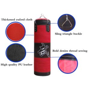 Empty Boxing Sand Bag Hanging Kick Sandbag Fight Karate Training Punching Sand Bag With Metal Chain Hook Carabiner