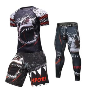 Compression Boxing Men Fitness Sport T-shirt+Pants Gym Rashguard MMA Bjj Rash Guard KickBoxing Sets Muay Thai Jersey Boxing Set