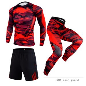 Jogging suit 3 Pieces Piece Tracksuit Men Compression underwear MMA tactics Camouflage rash guard male Winter training Kit 2020