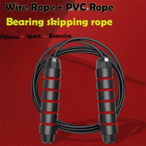 2020 Non-slip bearing rubber skipping rope Aerobic Exercise Boxing Skipping Jump Rope Adjustable Bearing Speed Fitness Black