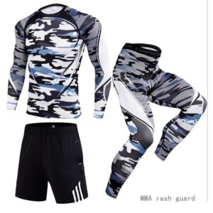 Jogging suit 3 Pieces Piece Tracksuit Men Compression underwear MMA tactics Camouflage rash guard male Winter training Kit 2020