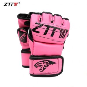 ZTTY Half Finger Boxing Gloves PU Leather MMA Fighting Kick Boxing Gloves Karate Muay Thai Training Workout Gloves Men