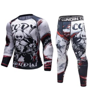 Men Long Sleeves Shirts Tracksuit Jiu Jitsu T-shirt+Pants Fitness Boxing Jerseys Set BJJ Muay Thai MMA Gym Rash Guard Sportsuit