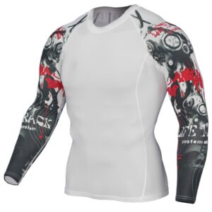 Men Compression Shirts MMA Rash Guard Keep Fit Fitness Long Sleeves Base Layer Skin Tight Weight Lifting Elastic Mens T Shirts