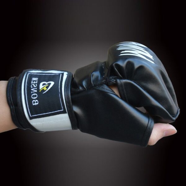 1 Pair Comfortable MMA Boxing Gloves Soft PU Half Finger Design Grappling Punching Bag Training Gloves for Adult