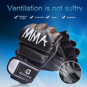 1 Pair Comfortable MMA Boxing Gloves Soft PU Half Finger Design Grappling Punching Bag Training Gloves for Adult