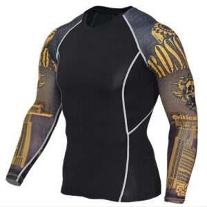 Men Compression Shirts MMA Rash Guard Keep Fit Fitness Long Sleeves Base Layer Skin Tight Weight Lifting Elastic Mens T Shirts