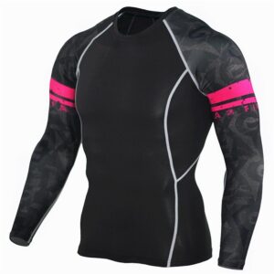 Men Compression Shirts MMA Rash Guard Keep Fit Fitness Long Sleeves Base Layer Skin Tight Weight Lifting Elastic Mens T Shirts