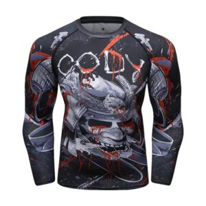 Men Compression Shirts 3d Anime Red wild boar T-shirt Printed Sleeves Fitness Long Sleeves Tight Men BJJ MMA T Shirt Rash Guard