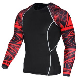 Men Compression Shirts MMA Rash Guard Keep Fit Fitness Long Sleeves Base Layer Skin Tight Weight Lifting Elastic Mens T Shirts