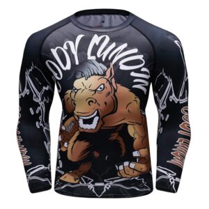 Men Compression Shirts 3d Anime Red wild boar T-shirt Printed Sleeves Fitness Long Sleeves Tight Men BJJ MMA T Shirt Rash Guard