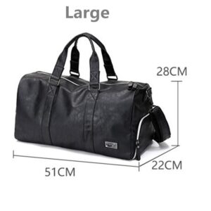 AEQUEEN Black Men Travel Duffle Bags Waterproof PU Leather Handbags Shoulder Bag For Women Man Totes Large Capacity Weekend Bag