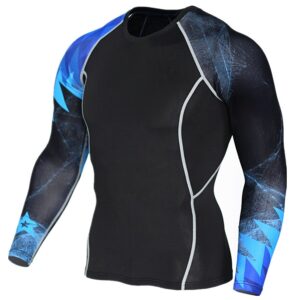 Men Compression Shirts MMA Rash Guard Keep Fit Fitness Long Sleeves Base Layer Skin Tight Weight Lifting Elastic Mens T Shirts