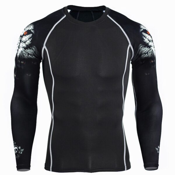 Men Compression Shirts MMA Rash Guard Keep Fit Fitness Long Sleeves Base Layer Skin Tight Weight Lifting Elastic Mens T Shirts