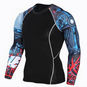 Men Compression Shirts MMA Rash Guard Keep Fit Fitness Long Sleeves Base Layer Skin Tight Weight Lifting Elastic Mens T Shirts