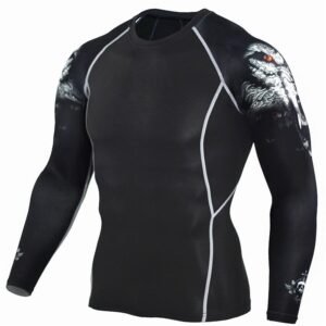 Men Compression Shirts MMA Rash Guard Keep Fit Fitness Long Sleeves Base Layer Skin Tight Weight Lifting Elastic Mens T Shirts