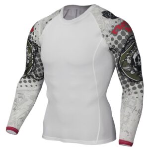 Men Compression Shirts MMA Rash Guard Keep Fit Fitness Long Sleeves Base Layer Skin Tight Weight Lifting Elastic Mens T Shirts