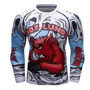 Men Compression Shirts 3d Anime Red wild boar T-shirt Printed Sleeves Fitness Long Sleeves Tight Men BJJ MMA T Shirt Rash Guard