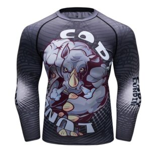 Men Compression Shirts 3d Anime Red wild boar T-shirt Printed Sleeves Fitness Long Sleeves Tight Men BJJ MMA T Shirt Rash Guard