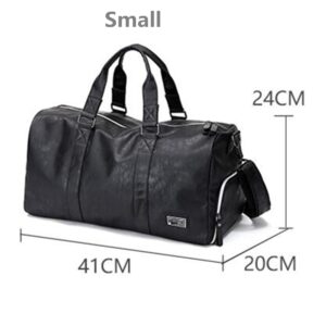 AEQUEEN Black Men Travel Duffle Bags Waterproof PU Leather Handbags Shoulder Bag For Women Man Totes Large Capacity Weekend Bag