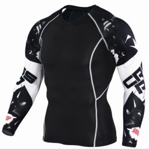 Men Compression Shirts MMA Rash Guard Keep Fit Fitness Long Sleeves Base Layer Skin Tight Weight Lifting Elastic Mens T Shirts