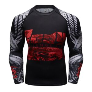 Men Compression Shirts 3d Anime Red wild boar T-shirt Printed Sleeves Fitness Long Sleeves Tight Men BJJ MMA T Shirt Rash Guard