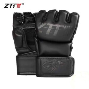 ZTTY Half Finger Boxing Gloves PU Leather MMA Fighting Kick Boxing Gloves Karate Muay Thai Training Workout Gloves Men