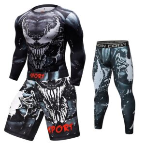 Compression T Shirts+Pants Men gym High-elasticity BJJ MMA Rashguard Rash Guard Fitness Tracksuit Boxing Jerseys Sport Suit