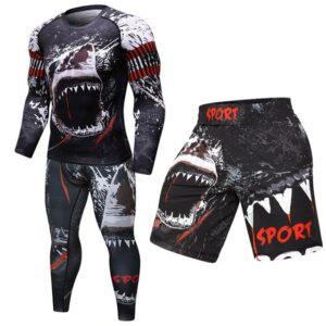 Compression Boxing Men Fitness Sport T-shirt+Pants Gym Rashguard MMA Bjj Rash Guard KickBoxing Sets Muay Thai Jersey Boxing Set