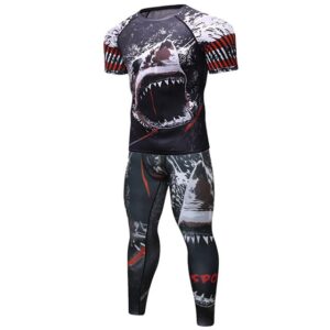 Compression Boxing Men Fitness Sport T-shirt+Pants Gym Rashguard MMA Bjj Rash Guard KickBoxing Sets Muay Thai Jersey Boxing Set