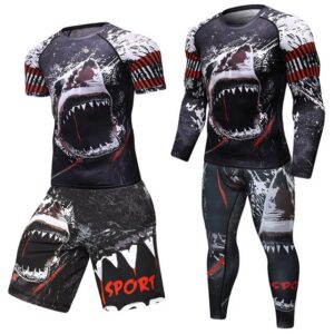 Compression Boxing Men Fitness Sport T-shirt+Pants Gym Rashguard MMA Bjj Rash Guard KickBoxing Sets Muay Thai Jersey Boxing Set