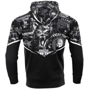 VSZAP Muay Thai Long Sleeve Hoodie Fighting Jacket Fitness Sweatshirt Elastic Warm Clothes MMA Hooded Jersey Training Kick