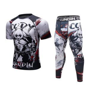 Men Long Sleeves Shirts Tracksuit Jiu Jitsu T-shirt+Pants Fitness Boxing Jerseys Set BJJ Muay Thai MMA Gym Rash Guard Sportsuit